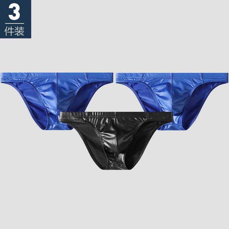 Ανδρικά briefs τρίγωνο, δερματό-όψη, αναπνεύσιμος πλεκτός πολυεστέρας, μεσαία μέση, για όλες τις εποχές