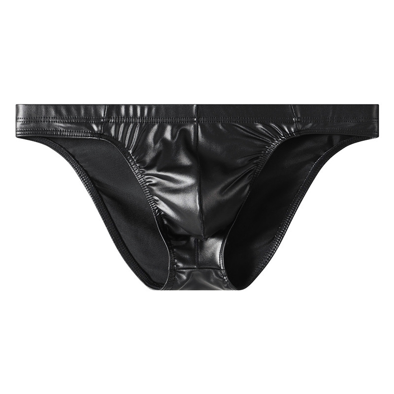 Ανδρικά briefs τρίγωνο, δερματό-όψη, αναπνεύσιμος πλεκτός πολυεστέρας, μεσαία μέση, για όλες τις εποχές