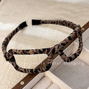 Traka za kosu s leopard uzorkom i osmijehom, od mješovitih materijala, unisex, sladak stil