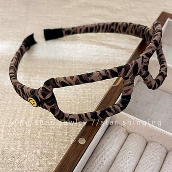 Traka za kosu s leopard uzorkom i osmijehom, od mješovitih materijala, unisex, sladak stil