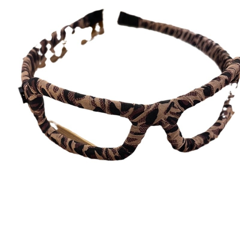 Traka za kosu s leopard uzorkom i osmijehom, od mješovitih materijala, unisex, sladak stil