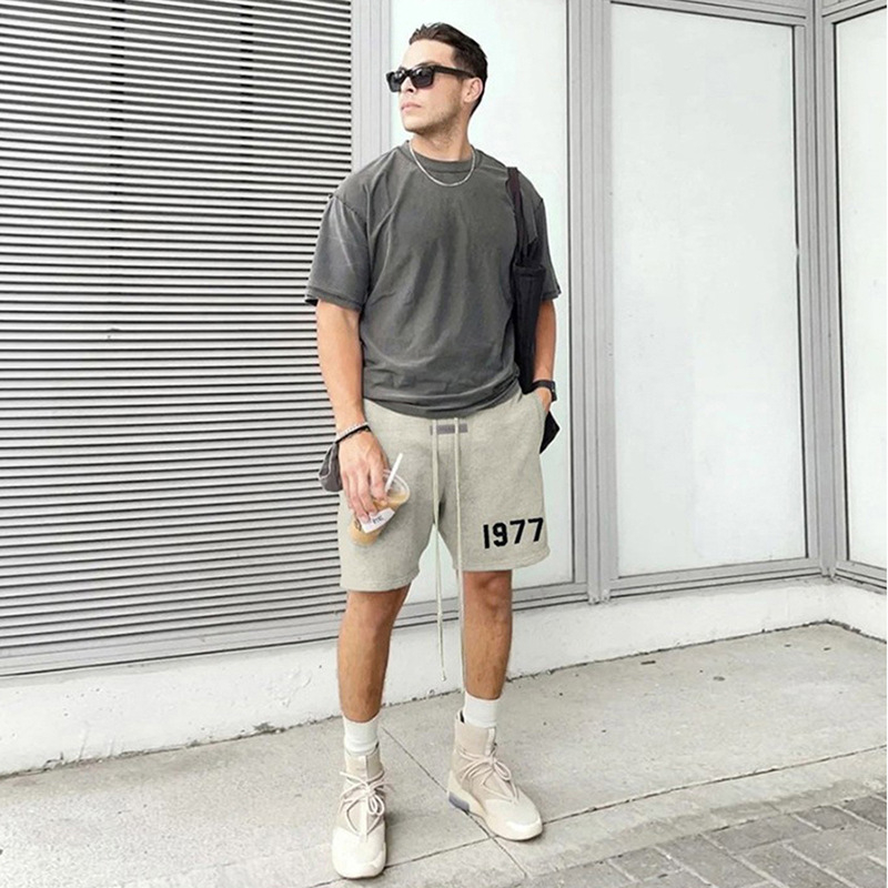 ESSENTIALS ZONE muške široke šortse od pamuk mešavine, gradski stil