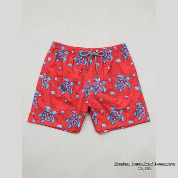 Șorturi de plajă pentru bărbați (din poliester, imprimeu floral, microelasticitate, pentru plajă)