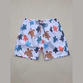 Șorturi de plajă pentru bărbați (din poliester, imprimeu floral, microelasticitate, pentru plajă)