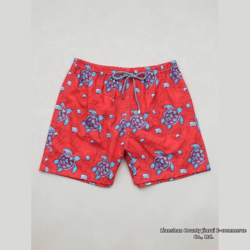 Șorturi de plajă pentru bărbați (din poliester, imprimeu floral, microelasticitate, pentru plajă)