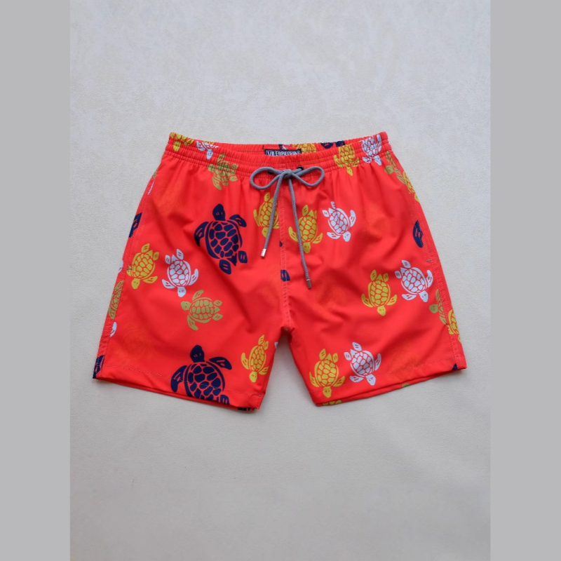 Șorturi de plajă pentru bărbați (din poliester, imprimeu floral, microelasticitate, pentru plajă)