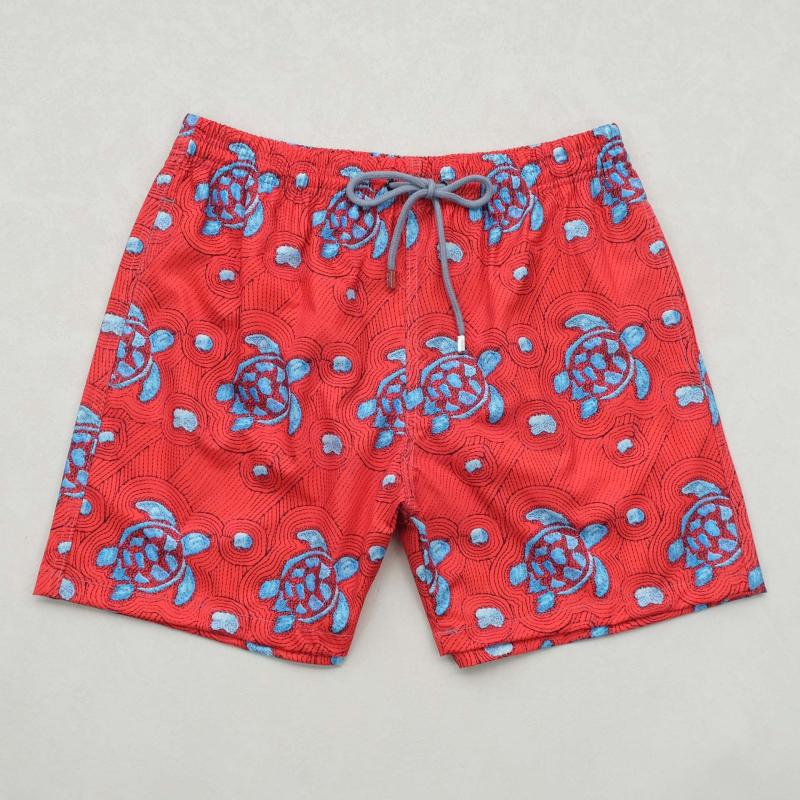 Șorturi de plajă pentru bărbați (din poliester, imprimeu floral, microelasticitate, pentru plajă)