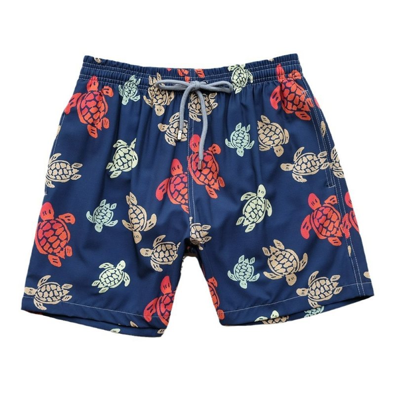 Șorturi de plajă pentru bărbați (din poliester, imprimeu floral, microelasticitate, pentru plajă)