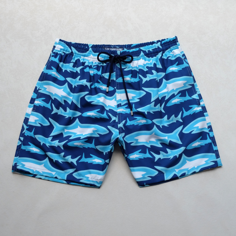 Șorturi de plajă pentru bărbați (din poliester, imprimeu floral, microelasticitate, pentru plajă)