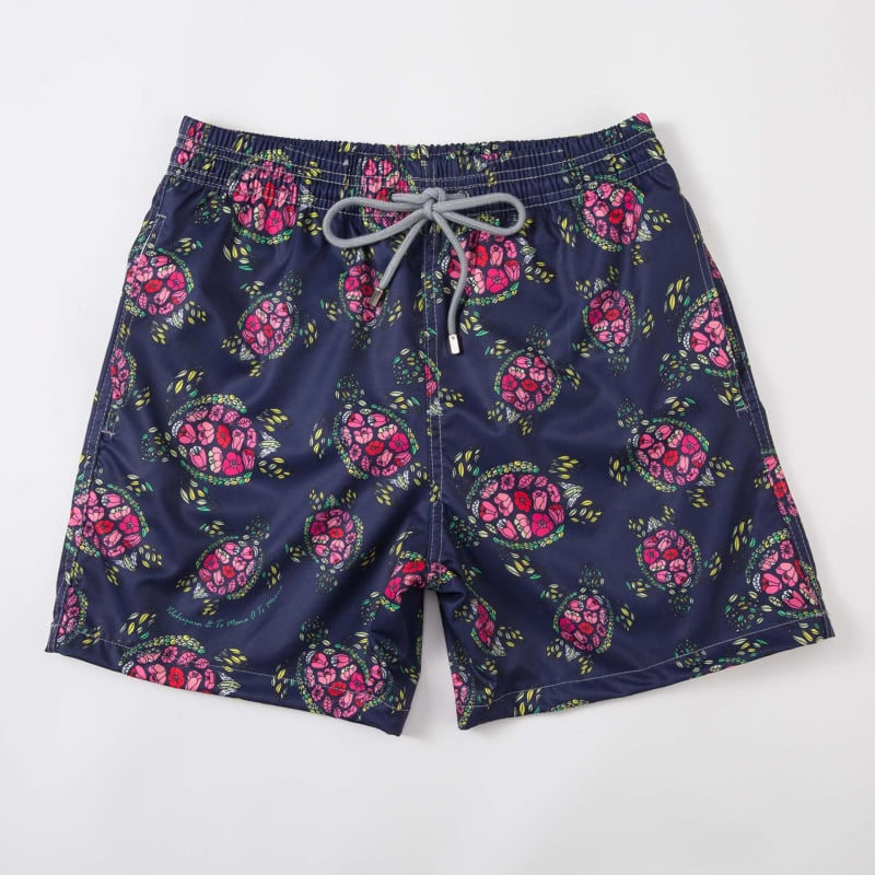 Șorturi de plajă pentru bărbați (din poliester, imprimeu floral, microelasticitate, pentru plajă)