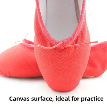 Балетни обувки за танци с остър нос, връзки, горна част Lycra, подметка от естествена кожа
