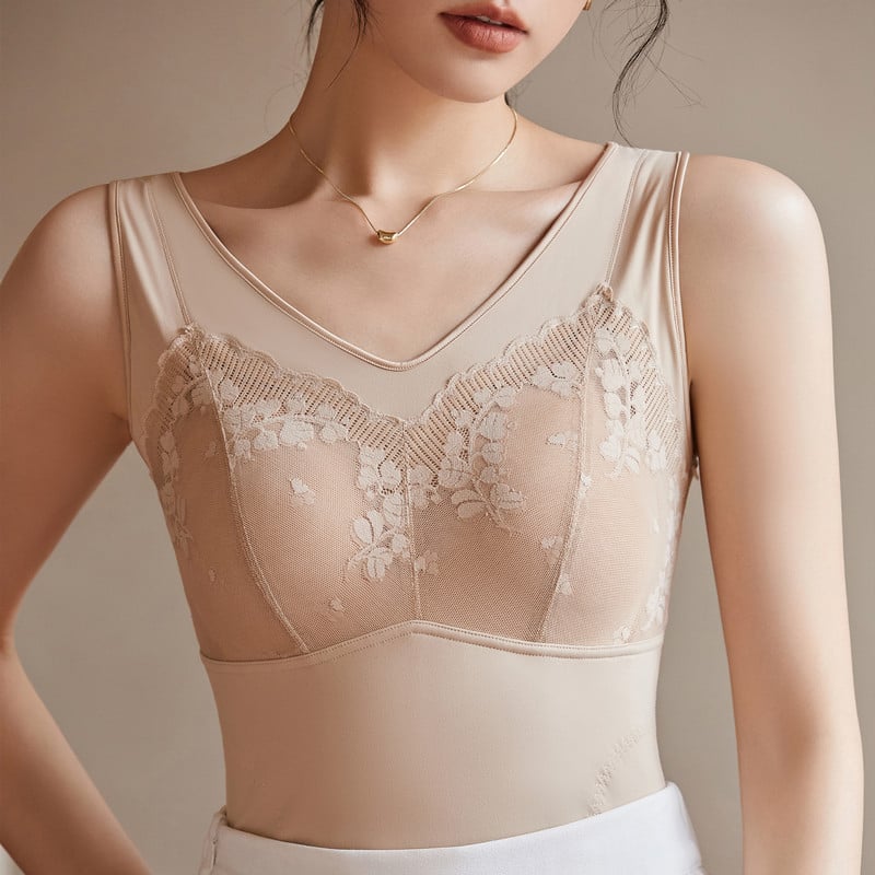 Női őszi-téli alakformáló termo mellény, fleece bélés, dupla réteg, beépített csészék, V-nyakú, nylon anyag