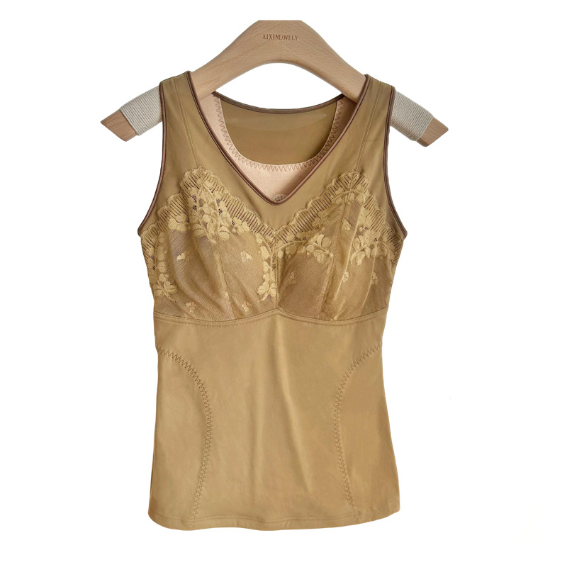 Női őszi-téli alakformáló termo mellény, fleece bélés, dupla réteg, beépített csészék, V-nyakú, nylon anyag