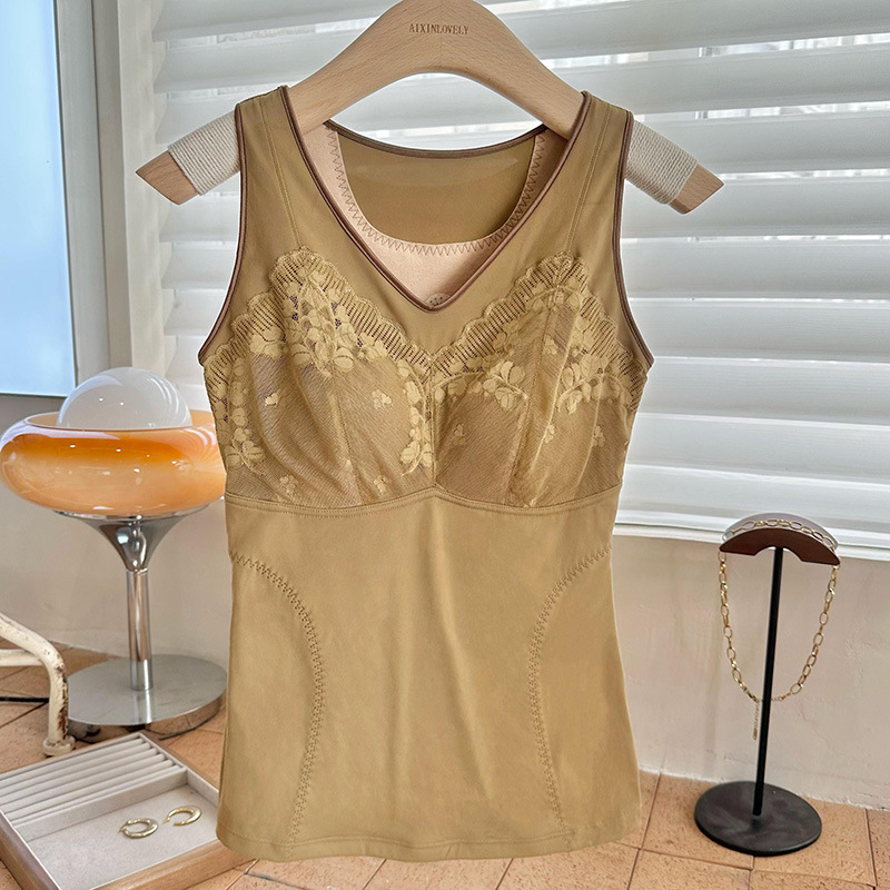 Női őszi-téli alakformáló termo mellény, fleece bélés, dupla réteg, beépített csészék, V-nyakú, nylon anyag