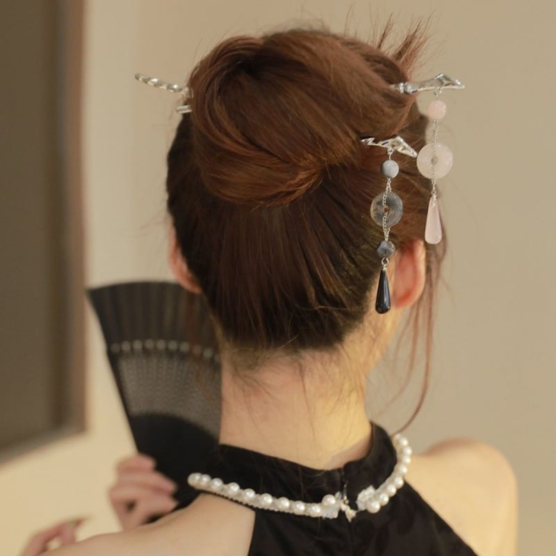 Kuka za kosu s kapljicom vode i resicama u nacionalnom stilu, za Hanfu kosu — Strawberry Green YM00848, Zima 2023