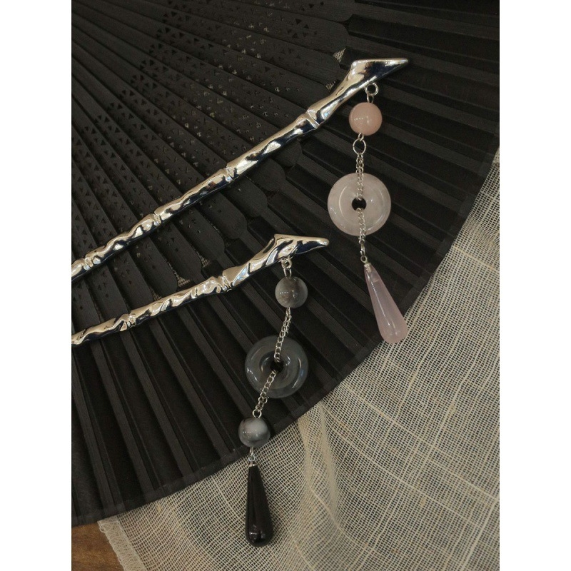 Kuka za kosu s kapljicom vode i resicama u nacionalnom stilu, za Hanfu kosu — Strawberry Green YM00848, Zima 2023