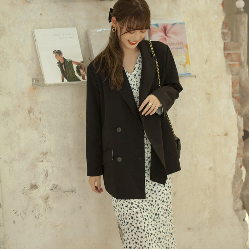 Ženski blejzer u korejskom stilu, ležeran stil, s kontrastnim dizajnom na leđima, duge rukave, ovratnik odijela, poliester