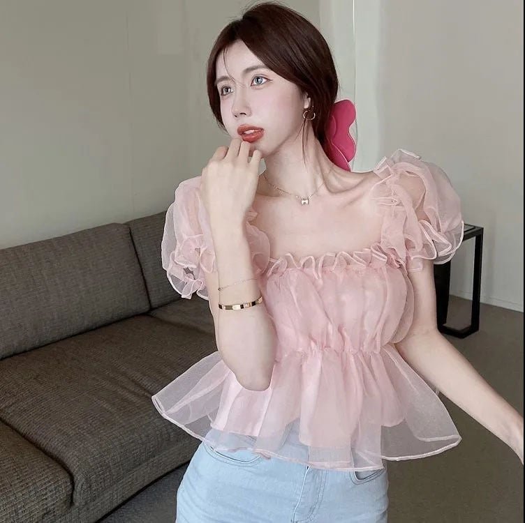 Top s jednim ramenom, poliester, off-shoulder izrez, kratki rukavi, regular fit