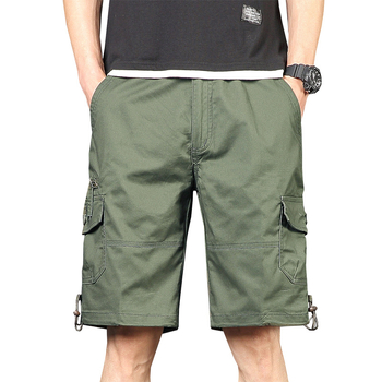 Férfi nyári cargo rövidnadrág, laza egyenes szárú, pamut, több zseb, középmagas derekú