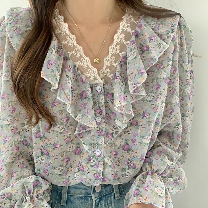 Női poliészter blúz-pulóver, lazább szabás, kerek nyak, hosszú ujjú, városi stílus