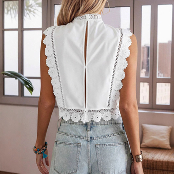 Ženska šifon bez rukava bluza s floralnim biljnim uzorkom, poliester, slim fit, kratkog kroja