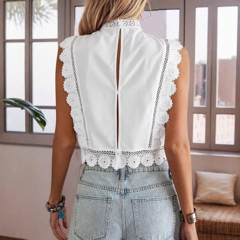 Ženska šifon bez rukava bluza s floralnim biljnim uzorkom, poliester, slim fit, kratkog kroja