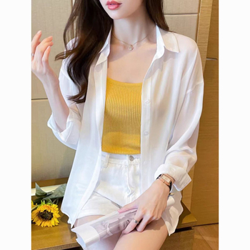 Chiffon anyagú ing; 95%+ fő anyag összetétel; Polo gallér; hosszú ujjú; laza szabás