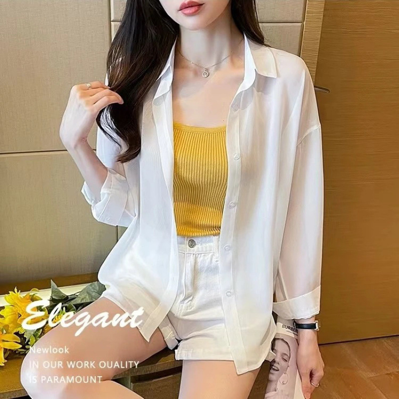 Chiffon anyagú ing; 95%+ fő anyag összetétel; Polo gallér; hosszú ujjú; laza szabás