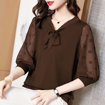 Ženska šifon bluza, polu rukav, poliester, hongkonški stil