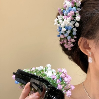 Hajdísz fém kivitelben mesterséges virágokkal Baby's Breath, hercegnő-stílusú nőknek, női fejfedő, kiadás: 2025 ősz