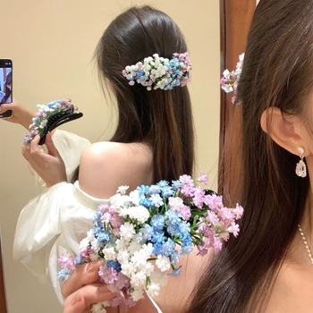 Hajdísz fém kivitelben mesterséges virágokkal Baby's Breath, hercegnő-stílusú nőknek, női fejfedő, kiadás: 2025 ősz