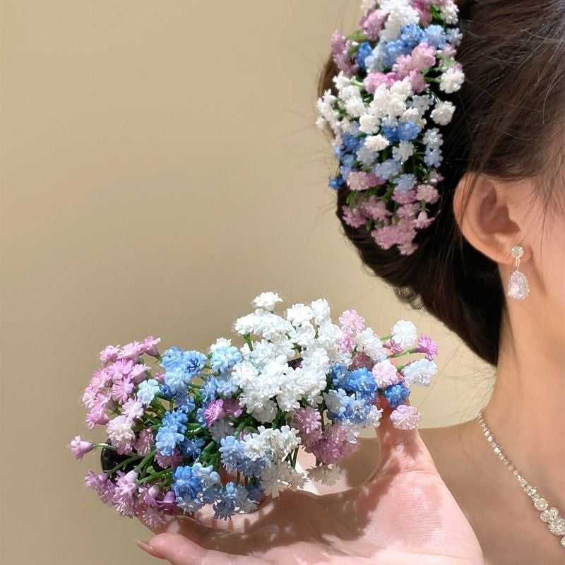 Hajdísz fém kivitelben mesterséges virágokkal Baby's Breath, hercegnő-stílusú nőknek, női fejfedő, kiadás: 2025 ősz