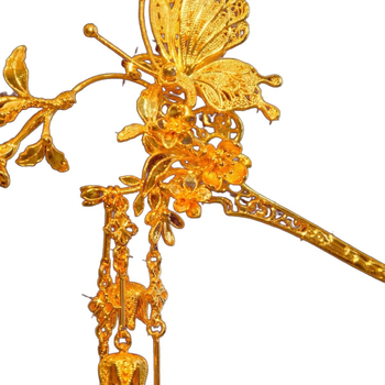 Igla za kosu s leptir-motivom i resicama – legura, elektroplatiranje, ukras za glavu, FS1261, Zimsko izdanje 2025