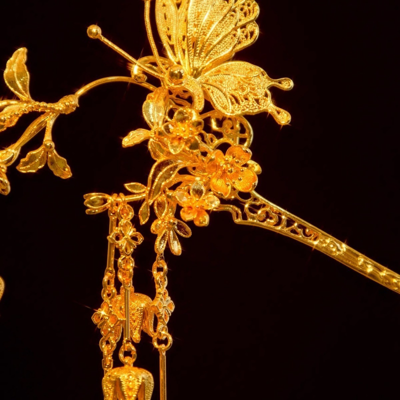 Igla za kosu s leptir-motivom i resicama – legura, elektroplatiranje, ukras za glavu, FS1261, Zimsko izdanje 2025