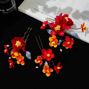 Vintage virágos hajdísz készlet — textil anyag, személyre szabható, esküvőkre és utazásokra, téli 2025 megjelenés