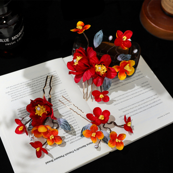 Vintage virágos hajdísz készlet — textil anyag, személyre szabható, esküvőkre és utazásokra, téli 2025 megjelenés