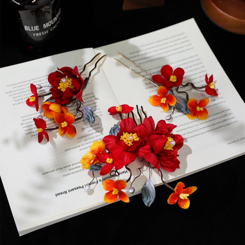 Vintage virágos hajdísz készlet — textil anyag, személyre szabható, esküvőkre és utazásokra, téli 2025 megjelenés