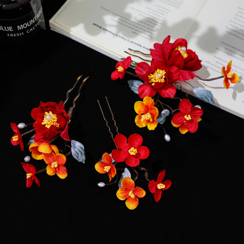 Vintage virágos hajdísz készlet — textil anyag, személyre szabható, esküvőkre és utazásokra, téli 2025 megjelenés