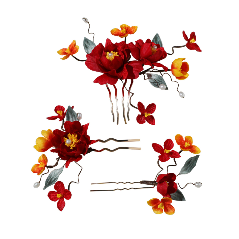 Vintage virágos hajdísz készlet — textil anyag, személyre szabható, esküvőkre és utazásokra, téli 2025 megjelenés