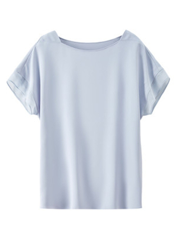 Ženska šifon bluza, okrugli izrez, ležeran kroj, rukavi 3/4, detalj kolža, 95% poliester
