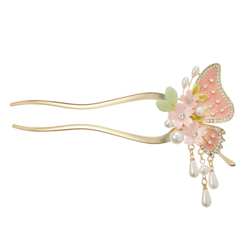 Hajcsat: Új kínai stílusú pillangó virággal, ötvözet, elektroplatírozás