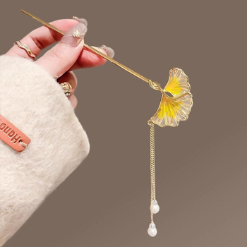 Fém hajtű tassellal és virággal, levél alakú, ősi stílusú hajdísz kínai cheongsamhoz