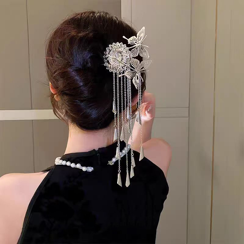 Kopča za kosu — retro stil, leptir motiv u leguri, elektroplatiranje Milk Jewelry