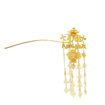 Hajtű antik stílusban bojtokkal és virágos dizájnnal, réz elektroplatált felülettel