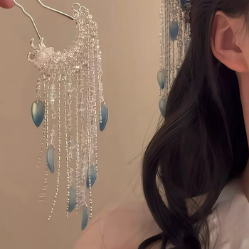 Kopča za kosu - metalna U-oblika s resama, prirodni ženski stil, pečena boja, podrijetlo Yiwu