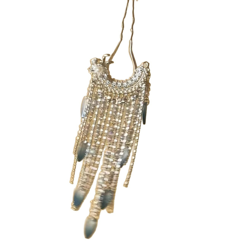 Kopča za kosu - metalna U-oblika s resama, prirodni ženski stil, pečena boja, podrijetlo Yiwu