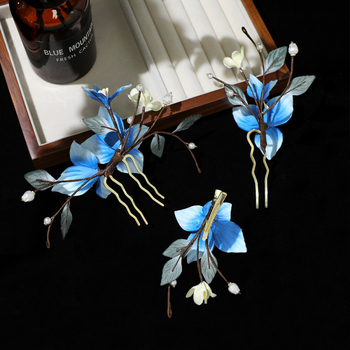 Set ukosnica za kosu s motivima cvijeća i leptira, cvjetni oblik, tkanina, retro stil, BH6724