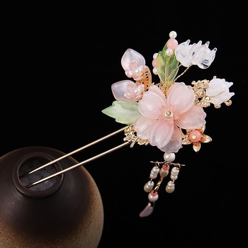 Ukosnica za kosu u drevnom kineskom stilu s cvijetom, materijal plastika/smola, neovisno pakiranje, porijeklo Yiwu, Zhejiang