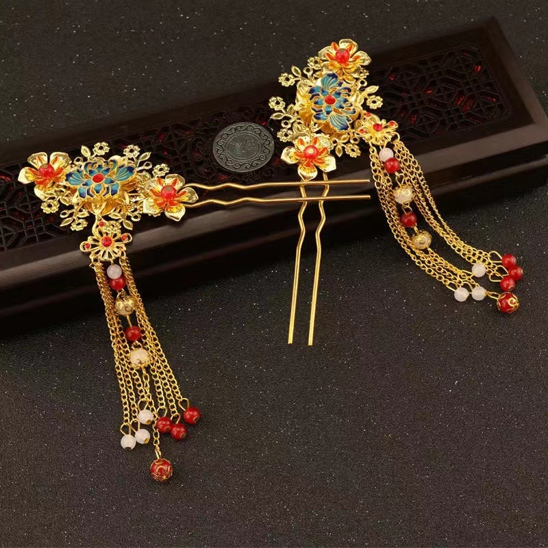 Νυφική διακόσμηση μαλλιών σε κινεζικό στυλ με κορώνα Φοίνιξ, μεταλλική βάση, χειροποίητο, Καλοκαίρι 2023