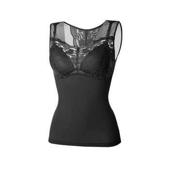 Topla vest s integriranim jastučićima, čipkasti rub, fleecem podstavljena najlon tkanina